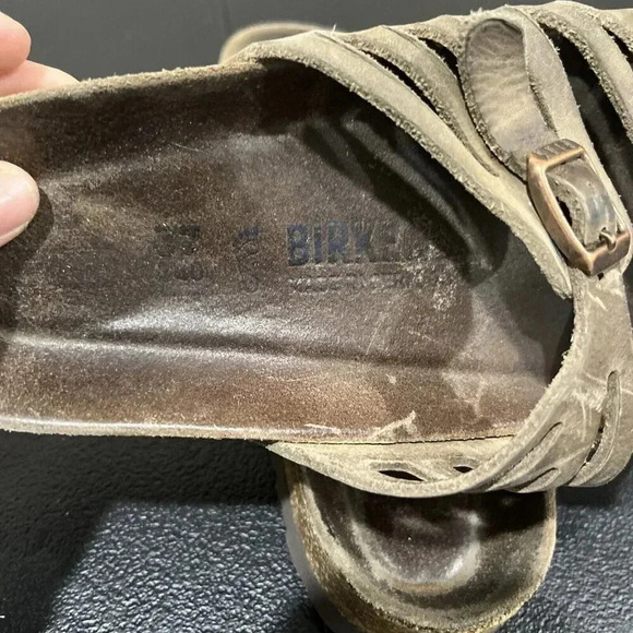 Birkenstock Granada Leather Sandals Size 37 Double Strap Buckle Slides Slip On - Picture 6 of 9